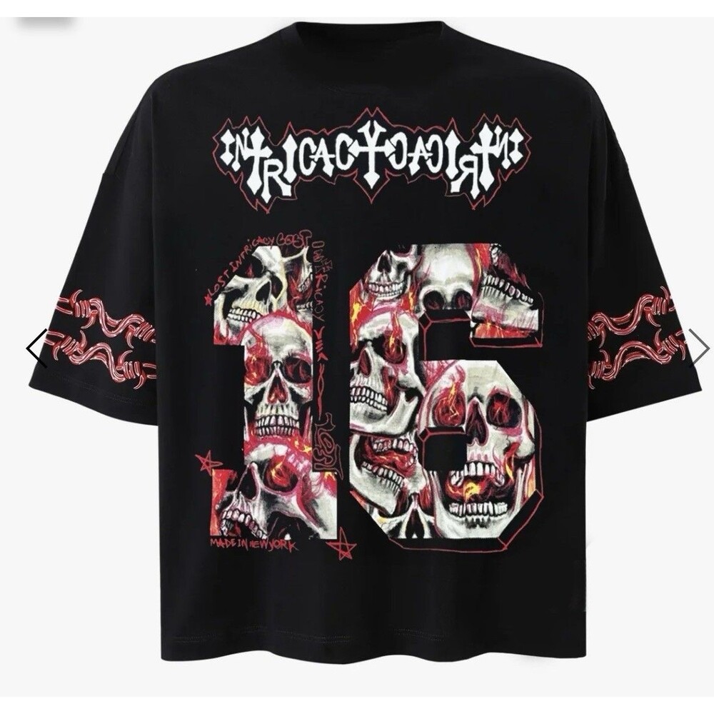 Lost Intricacy Skull Graphic Black Cotton Lost Jersey T-Shirt Men's Size XL NWT - Picture 2 of 2
